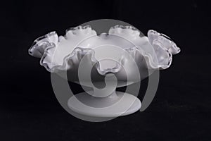 Hand blown white glass bowl