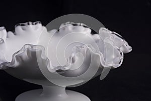 Hand blown white glass bowl photo
