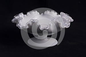Hand blown white glass bowl photo