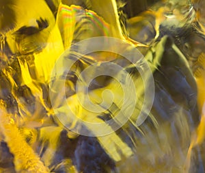 Hand blown yellow glass close up