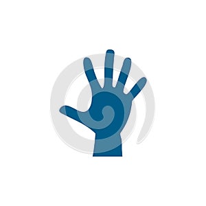 Hand Blue Icon On White Background. Blue Flat Style Vector Illustration