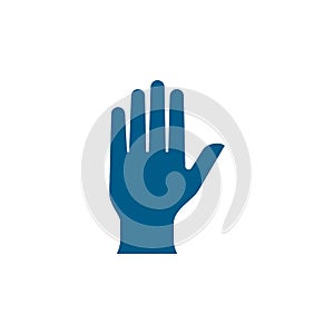 Hand Blue Icon On White Background. Blue Flat Style Vector Illustration