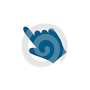 Hand Blue Icon On White Background. Blue Flat Style Vector Illustration