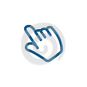 Hand Blue Icon On White Background. Blue Flat Style Vector Illustration