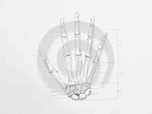 Hand bones pencil drawing