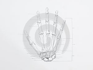 Hand bones pencil drawing photo