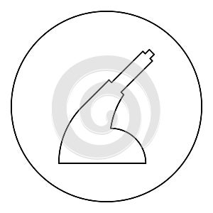 Hand brake handbrake car service icon in circle round black color vector illustration image outline contour line thin style