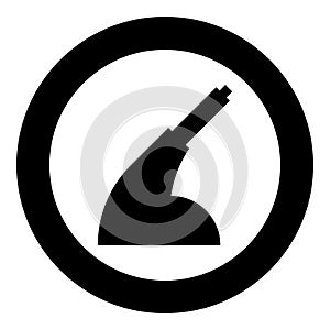 Hand brake handbrake car service icon in circle round black color vector illustration image solid outline style