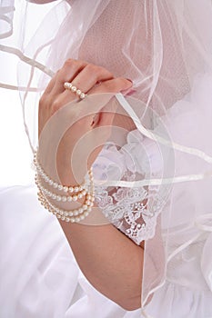 Hand and a bridal veil