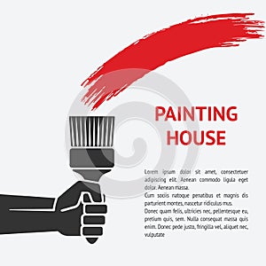 Hand with brush. painting house concept