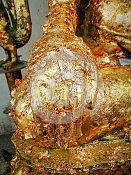 Hand of buddha contain gold leaf