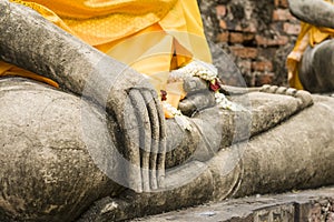 Hand of buddha statue at Wat Yai Chai Mongkol