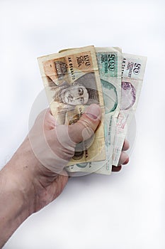 In hand Bulgarian banknotes.