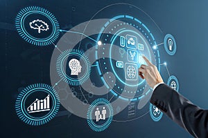 Futuristic Business Interface with Data Analysis