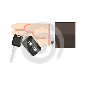 Hand Businessman holding car key doodle photo