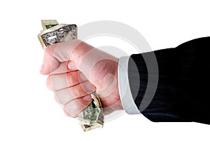 Hand of a businessman holding cash