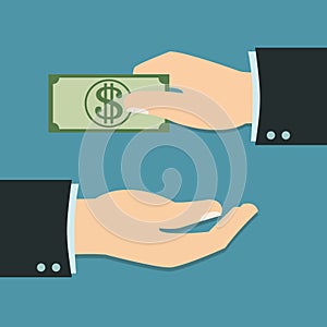 Hand of Businessman with pay concept