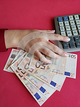 hand of a businesswoman counting european banknotes