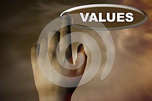 Ruka a slovo z hodnoty 
