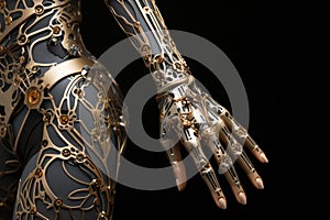 Hand Cage Hand Holding Cage Ai Technologyon Black Background