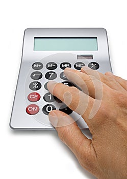 Hand Calculating On Calculator