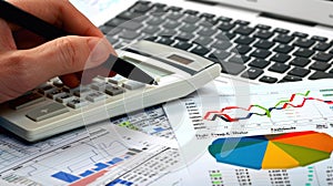 The hand on calculator.AI generated image