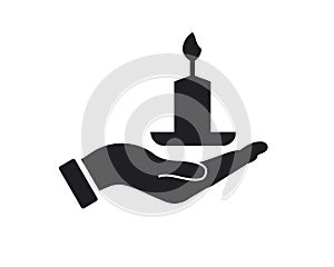Hand Candle logo design. Candle logo with Hand concept vector. Hand and Candle logo design