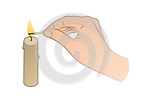 Hand With Candle And Match Stick