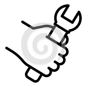 Hand car fix key icon, outline style