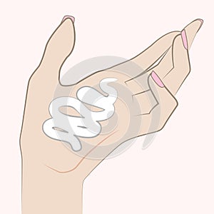 Hand care. Applying hand cream