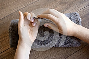 Hand care, folk hand care. Manicure. Spa procedure for hands. Beauty and spa concept