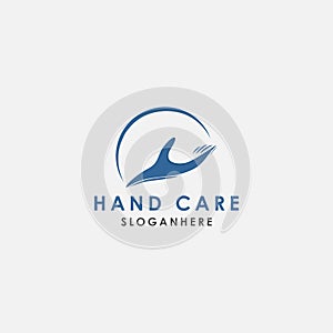 Hand care logo, handshake icon design vector template