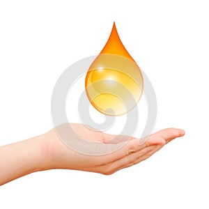 Hand care symbol with oil drop