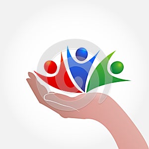 Hand caring people icon logo symbol