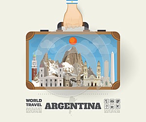 Hand carrying Argentina Landmark Global Travel And Journey Infographic Bag. Vector Design Template.vector/illustration