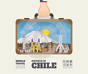 Hand carrying chile Landmark Global Travel And Journey Infographic Bag. Vector Design Template.vector/illustration