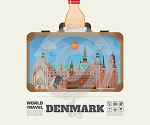 Hand carrying Denmark Landmark Global Travel And Journey Infographic Bag. Vector Design Template.vector/illustration