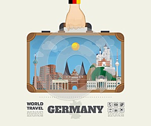 Hand carrying Germany Landmark Global Travel And Journey Infographic Bag. Vector Design Template.vector/illustration