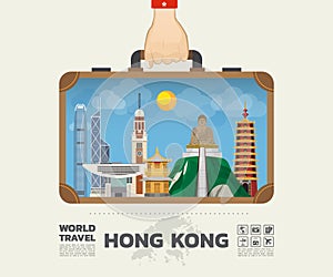 Hand carrying Hong kong Landmark Global Travel And Journey Infographic Bag. Vector Design Template.vector/illustration