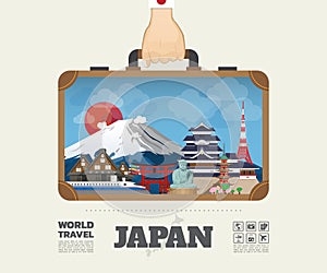 Hand carrying Japan Landmark Global Travel And Journey Infographic Bag. Vector Flat Design Template.vector/illustration.Can be us