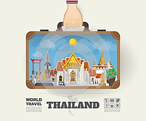 Hand carrying Thailand Landmark Global Travel And Journey Infographic Bag. Vector Flat Design Template.vector/illustration.Can be