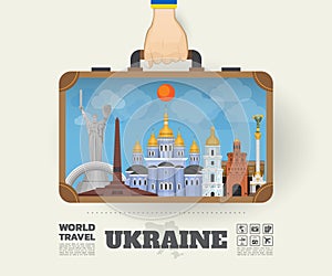 Hand carrying Ukraine Landmark Global Travel And Journey Infographic Bag. Vector Design Template.vector/illustration.