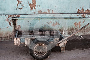 Hand Cart Parked Against The Wall Vanga Streets Sea Port Wall Town Lunga Lunga Kwale Kenya Oceanscape Seascape Landscape Nature