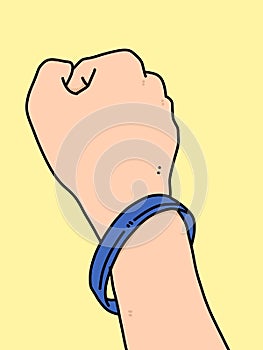 Hand cartoon on yellow background