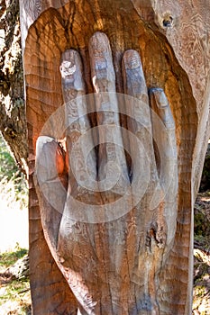 Hand carved tree trunk