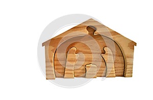 A hand carved wooden nativity