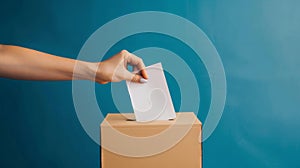 Hand Casting Ballot in Box.AI generated image