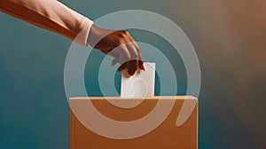 Hand Casting Ballot in Box.AI generated image