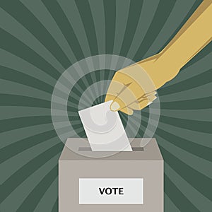 Hand casting vote in the ballot box