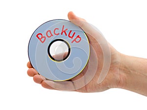 Hand with cd Backup